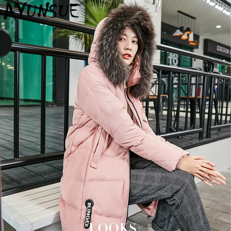 

90% Duck Down Jacket Women 2020 New Winter Coat Women Raccoon Fur Collar Korean Puffer Jacket Women Warm Parka J70140038 YY1595