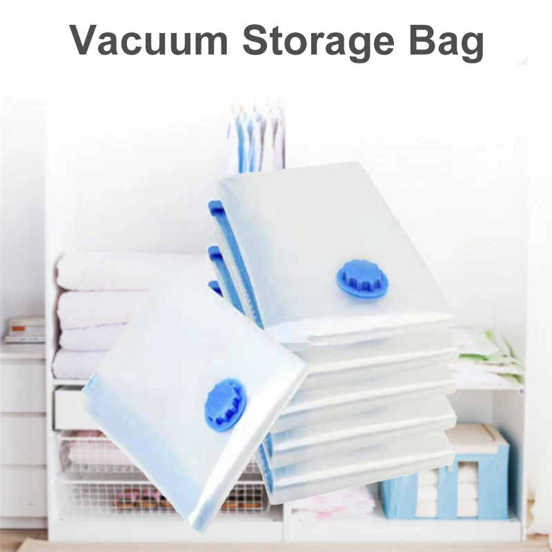 Домашний удобный вакуумный мешок для хранения одежды с клапаном Прозрачный