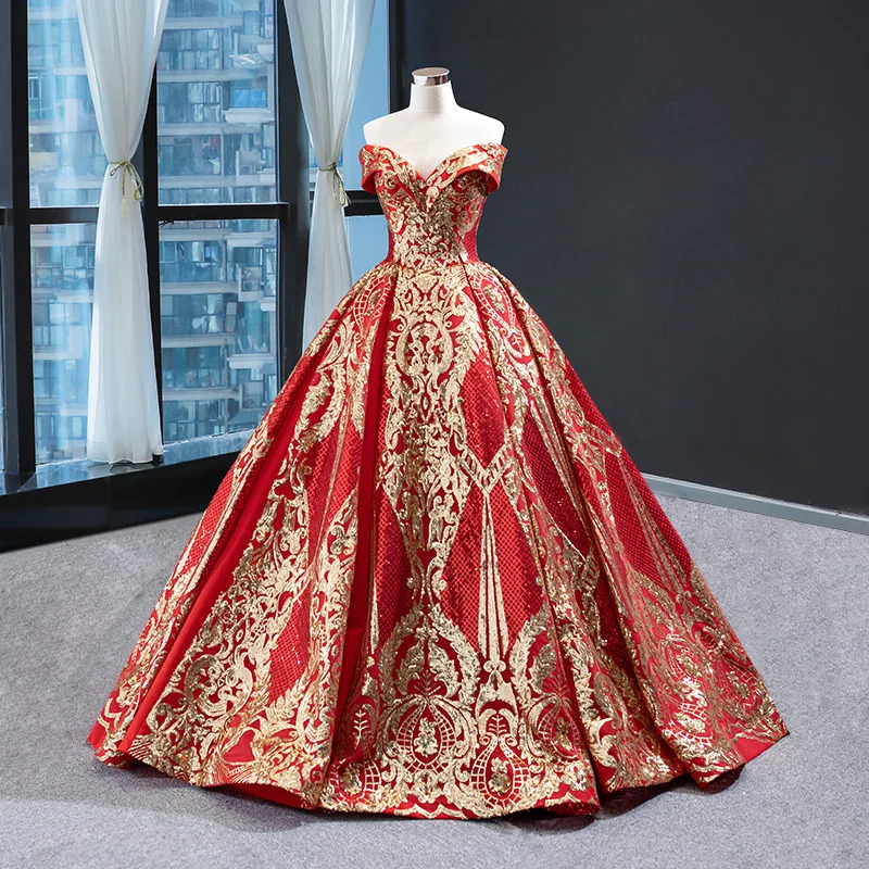 

Wedding Dresses Exquisite Shiny Vestido De Noiva Elagant Boat Neck Ball Gown Off The Shoulder Robe De Mariee Real Photos