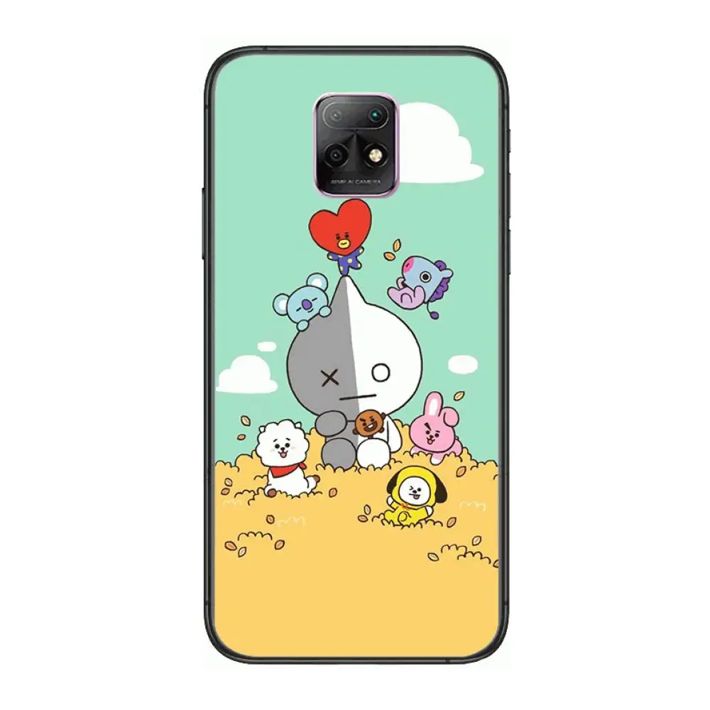 

Luxury Cartoon Cute BT21 Phone Case For XiaoMi Redmi 10X 9 8 7 6 5 A Pro S2 K20 T 5G Y1 Anime Black Cover Silicone Back Pretty
