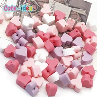 cute idea 10pcs silicone beads mini heart beads diy baby teething toys pacifier chain pendant accessories bpa free baby goods