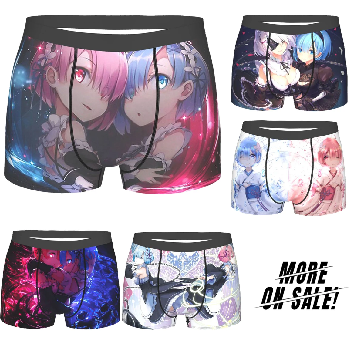 

Ram And Rem Re zero Subaru Natsuki Anime Underpants Breathbale Panties Men's Underwear Ventilate Shorts Boxer Briefs