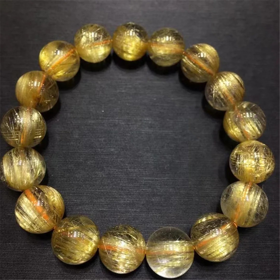 

Браслет из натурального золота с рутилированным кварцем, 11 мм