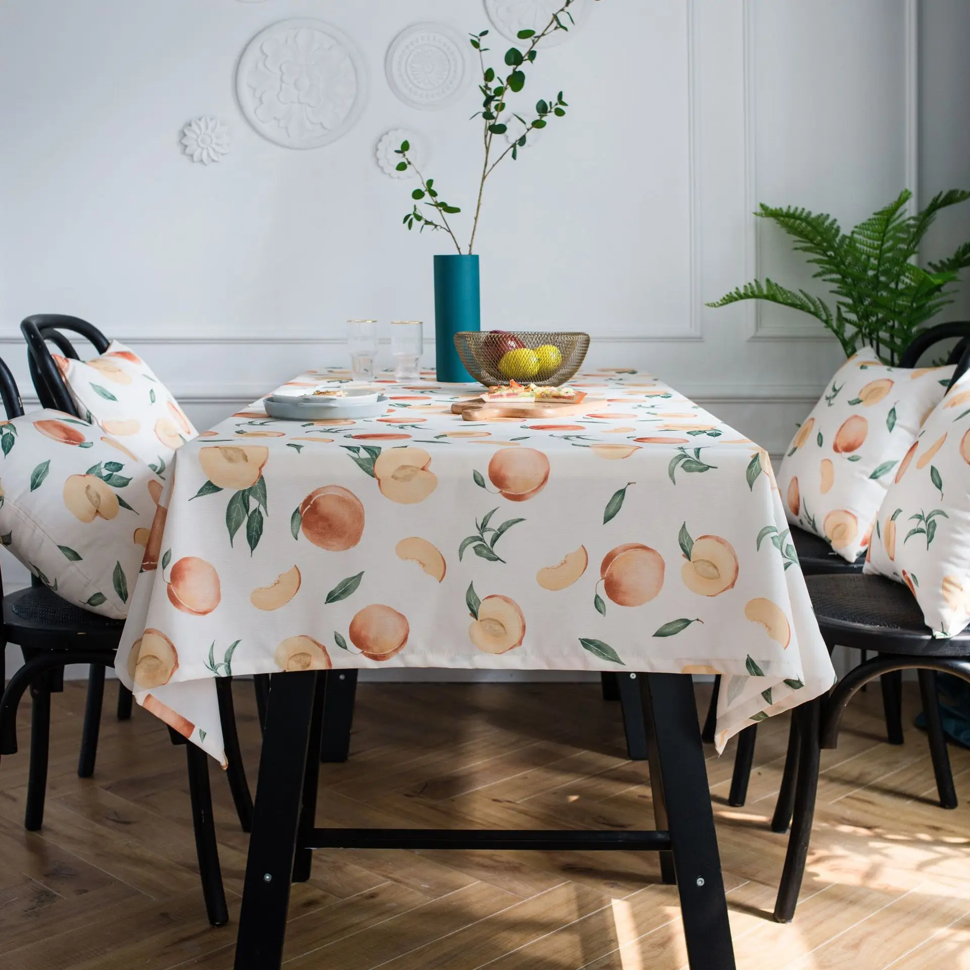 Waterproof Tablecloth Rectangular Fruit Yellow Peach Table Cloth Home Furniture Cover Pillowcase Set Holiday Decor | Дом и сад