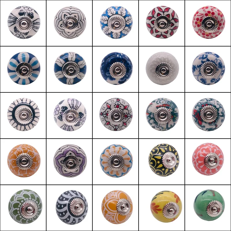 Диаметр: 40 мм белого и синего цветов Керамика шкаф с выдвижными ящиками Потяните