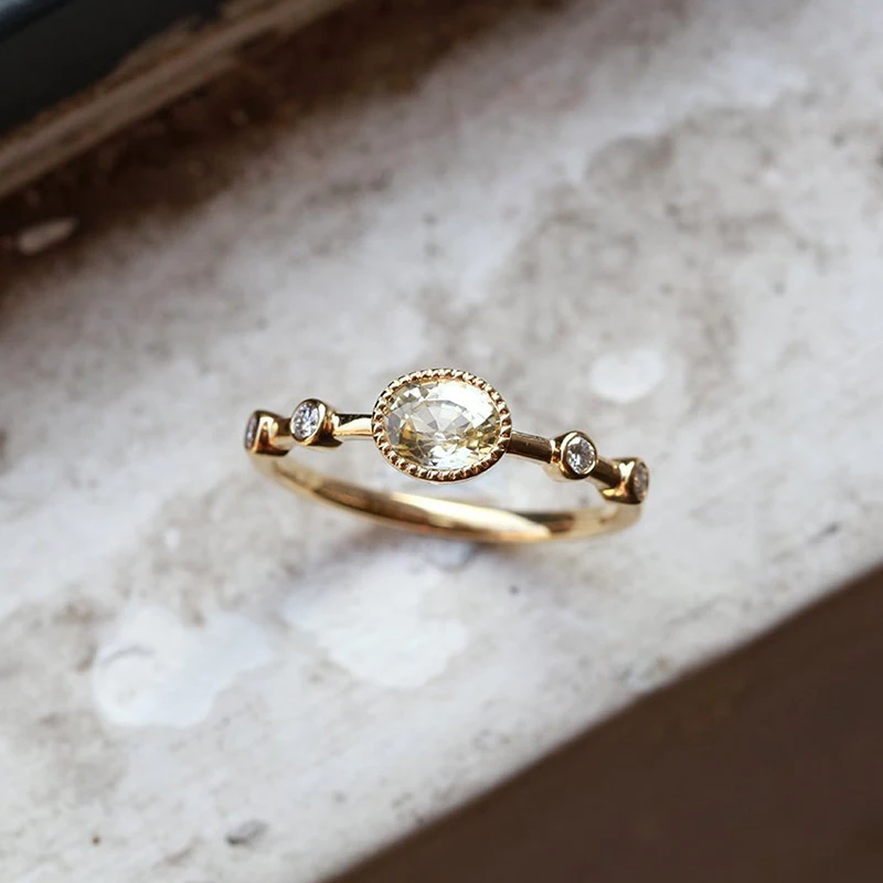 Женское кольцо из серебра 925 пробы овальное Золотое для помолвки фианит