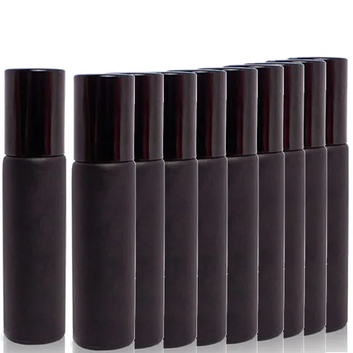 10pcs Black 1/5/10 шт 10 мл Портативный матовый Стекло ролик эфирное масло в виде флаконов парфюма тумана контейнер для путешествий многоразового использования, роликовый флакон - Цвет: 10pcs Black