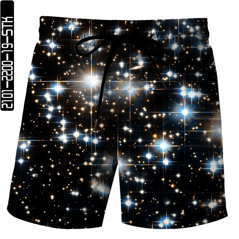

Casual beach pants 3D printing shiny diamond pattern quick-drying new summer men's swimsuit beach board shorts drawstring shorts