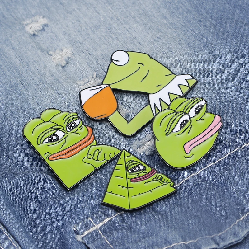 Улыбающееся грустная лягушка Pepe Для мужчин брошь на лацканах значок с грустным