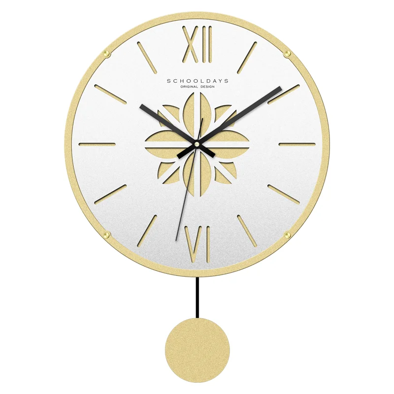 Настенные часы с золотым маятником для спальни тихие Подвесные гостиной