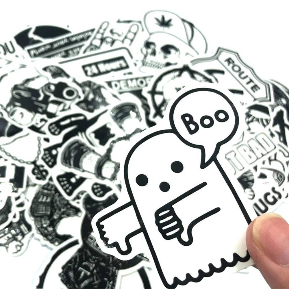 100pcs / set Vintage Stickers Black and White DIY for Motorcycle Skull Stationery Scrapbook Sticker Luggage | Канцтовары для офиса