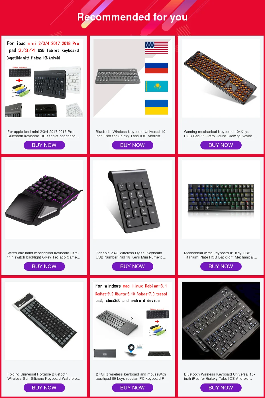2,4G Беспроводная клавиатура с тачпадом и Numpad для Windows PC ноутбука Ios pad Smart tv HTPC Android Box