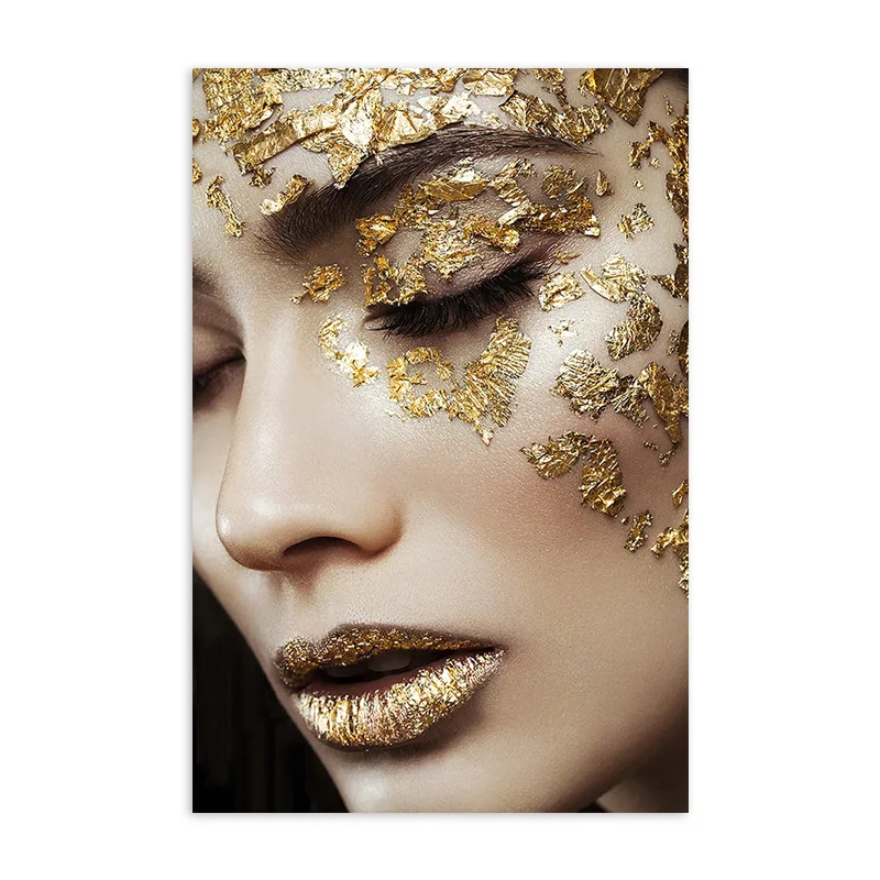 

Modern Art Canvas Poster Gold Woman Print Oil Painting Wall Pictures For Living Room Decoration Mural Frameless