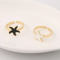 he yue ladies ring simple style starfish ring creative temperament jewelry copper plated 18k gold cubic zirconia