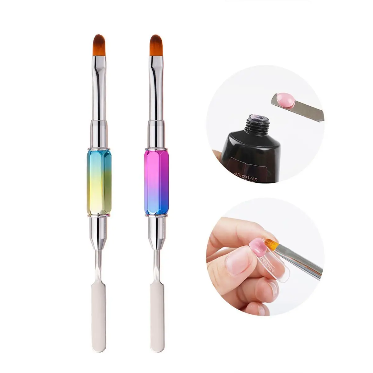 

Dotting Pen UV Gel Remove Dual Ended Nail Art Brush Flower Painting Pen Spatula Stick Acrylic UV Gel Extension Builder