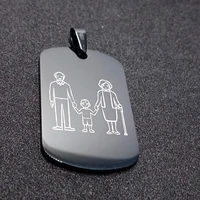 stainless steel tag love heart grandpa and grandma child grandson family necklace engraving grandparents children jewelry