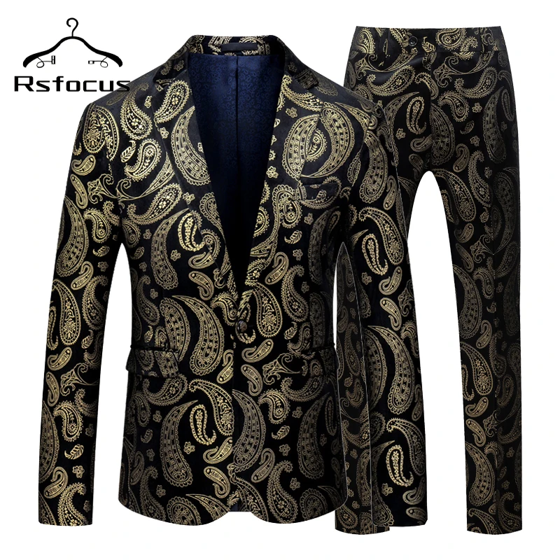 

Костюм Rsfocus TZ319 мужской свадебный, цвет черный/золотой