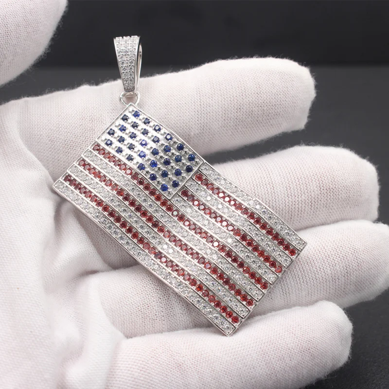 Шарм американский флаг США имитация многоцветный красный голубой драгоценный