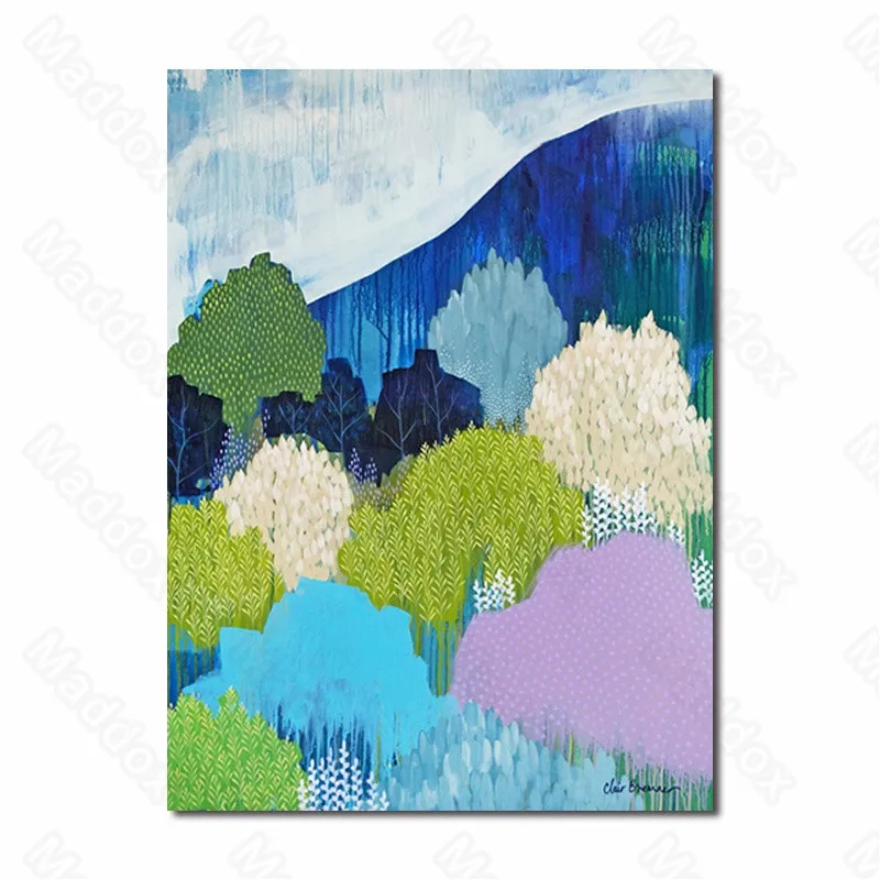

Frameless Style Modern Abstract Color Oil Painting Forest High Mountains with Big Trees of Different Colors Hanging Painting