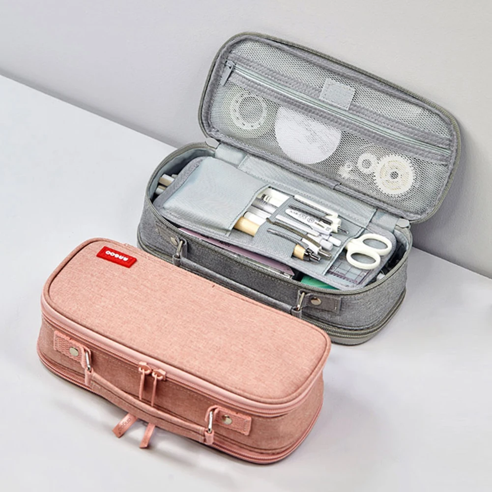 

Zipper Stationery Pencil Case Canvas Multi-functional Large Capacity Pen Case Supplies for Kids School Organizing Pens