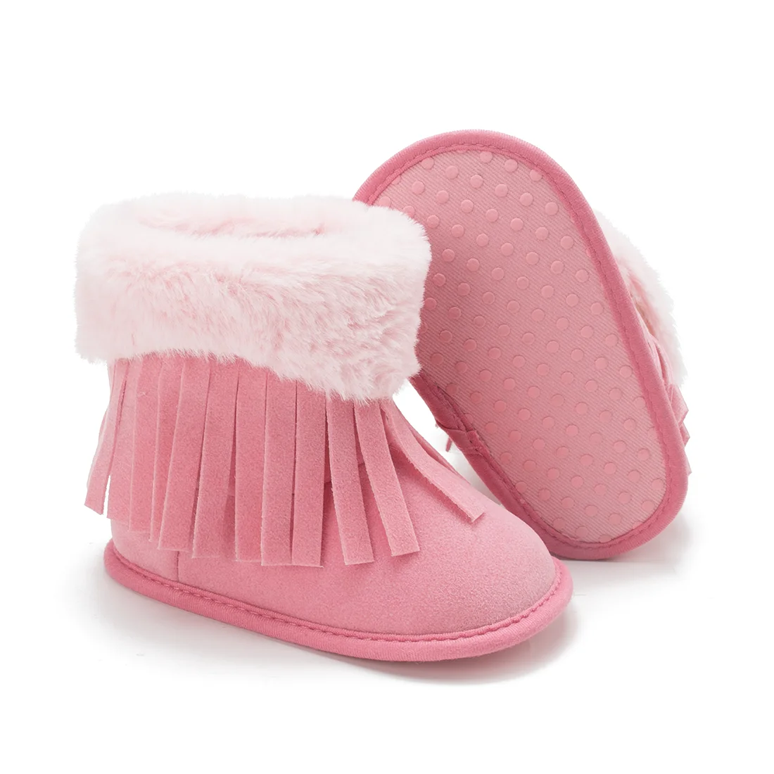 Зимняя обувь с бахромой для новорожденных девочек 2020 ботинки первых шагов