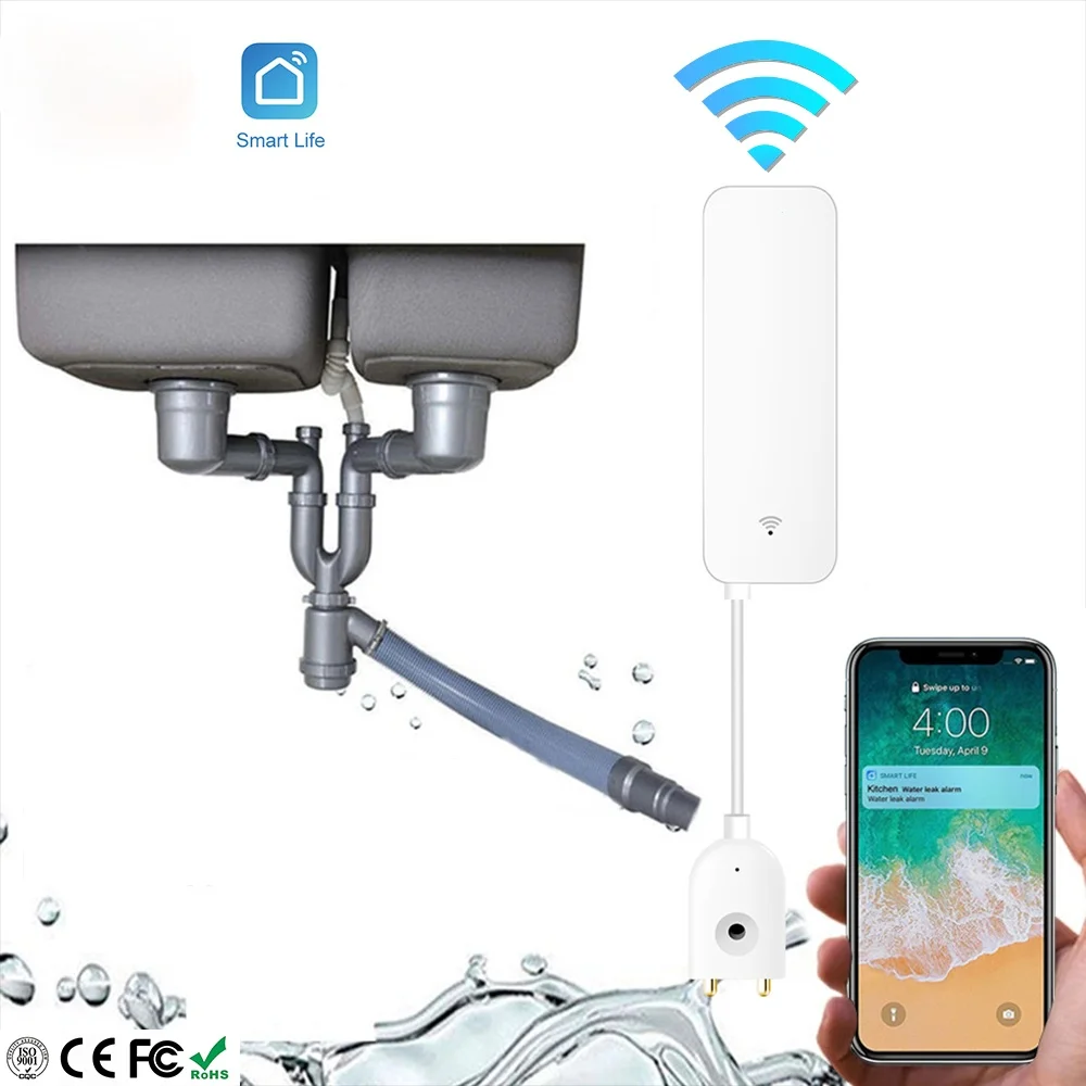 

Smart Water Leakage Detector APP Alarm WiFi Flood Leak Alert Sensor Smart Lift Overflow Security Alarm System No Hub