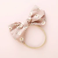 baby girls bowknot nylon headband newborn elastic flower print headwear accessories hair ring child kids hair band gifts