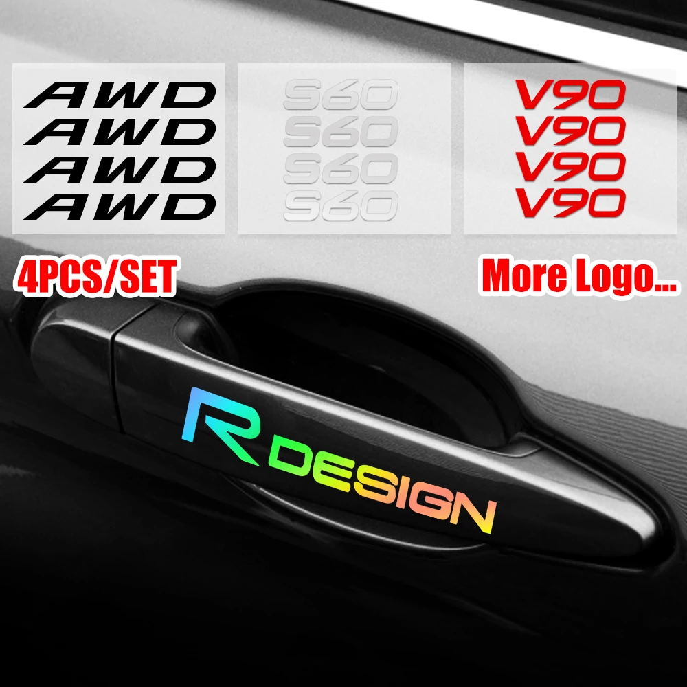 

4PCS Auto Wiper Door Handle Vinyl Decal Car Mirror Trim Stickers For Volvo RDESIGN T6 AWD S40 S60 S90 XC40 XC60 XC90 V40 V50 V60
