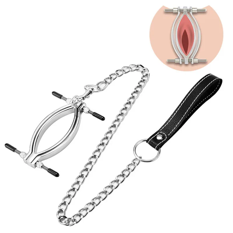 

Chained Labia Clips Vaginal Spreader Metal BDSM Clitoris Clamps Slave Women Sex Toys Bondage Set Torture Play Adult Games