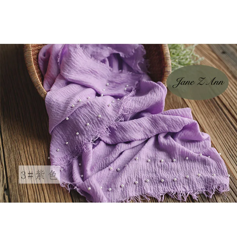 purple Jane Z Ann/реквизит для фотосессии новорожденных детей, декоративные обертки с жемчугом, тонкая хлопковая линия одежды, аксессуары для студийной съемки 95x185 см - Цвет: purple