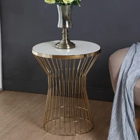 GY Marble Sofa Side Table Modern Minimalist Living Room Stainless Steel round Balcony Nordic Entry Lux Style Mini Corner Table