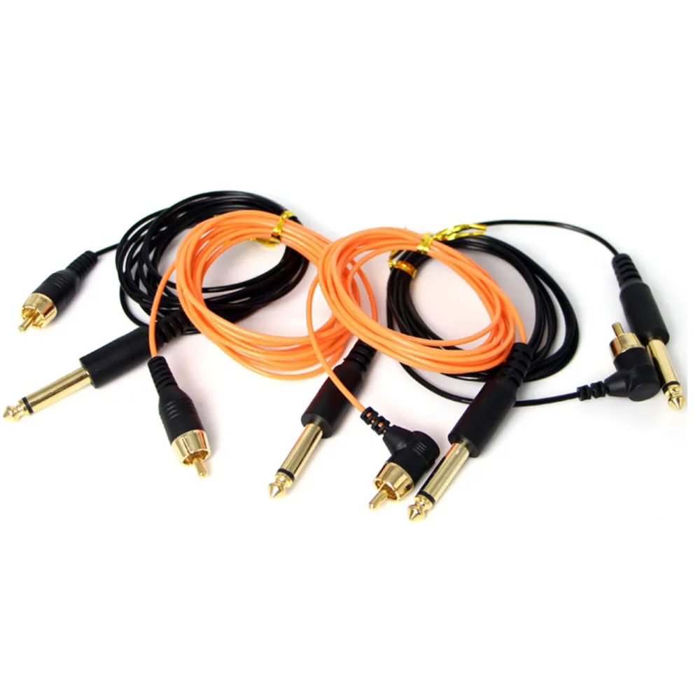 

New Orange Black Tattoo Hook Line Motor Machine Hook Line DC RCA Port
