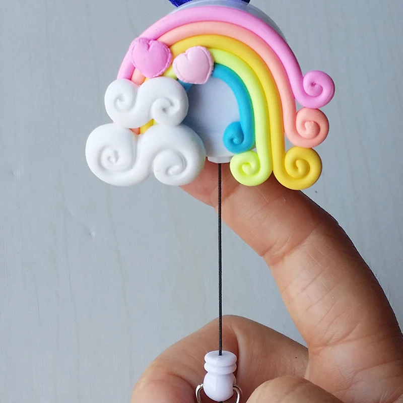 1 шт. милый кавайный мультяшный леденец Радужный выдвижной значок катушка зажим