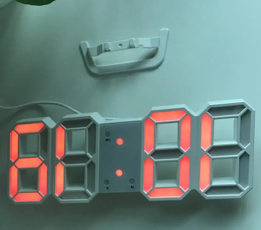 3D светодиодный цифровой настенные часы 24/12 часов Дисплей 3 уровня яркости затемнения Ночная функция повтора для дома, кухни, офиса