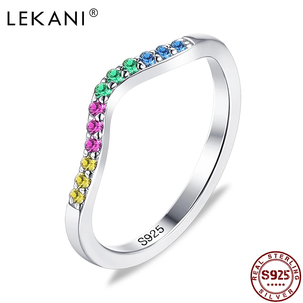 

LEKANI Water Droplet Cubic Zirconia Finger Rings for Women 100% 925 Sterling Silver Ring Wedding Engagement Jewelry Girl Gift