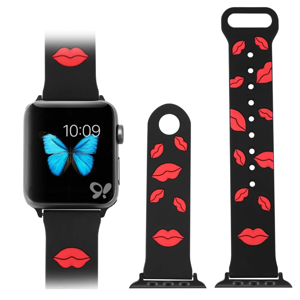 Милый силиконовый ремешок для Apple Watch, серия 4, 3, 2, 1, ремешок для iWatch 38, 42, 40, 44 мм, для девочек