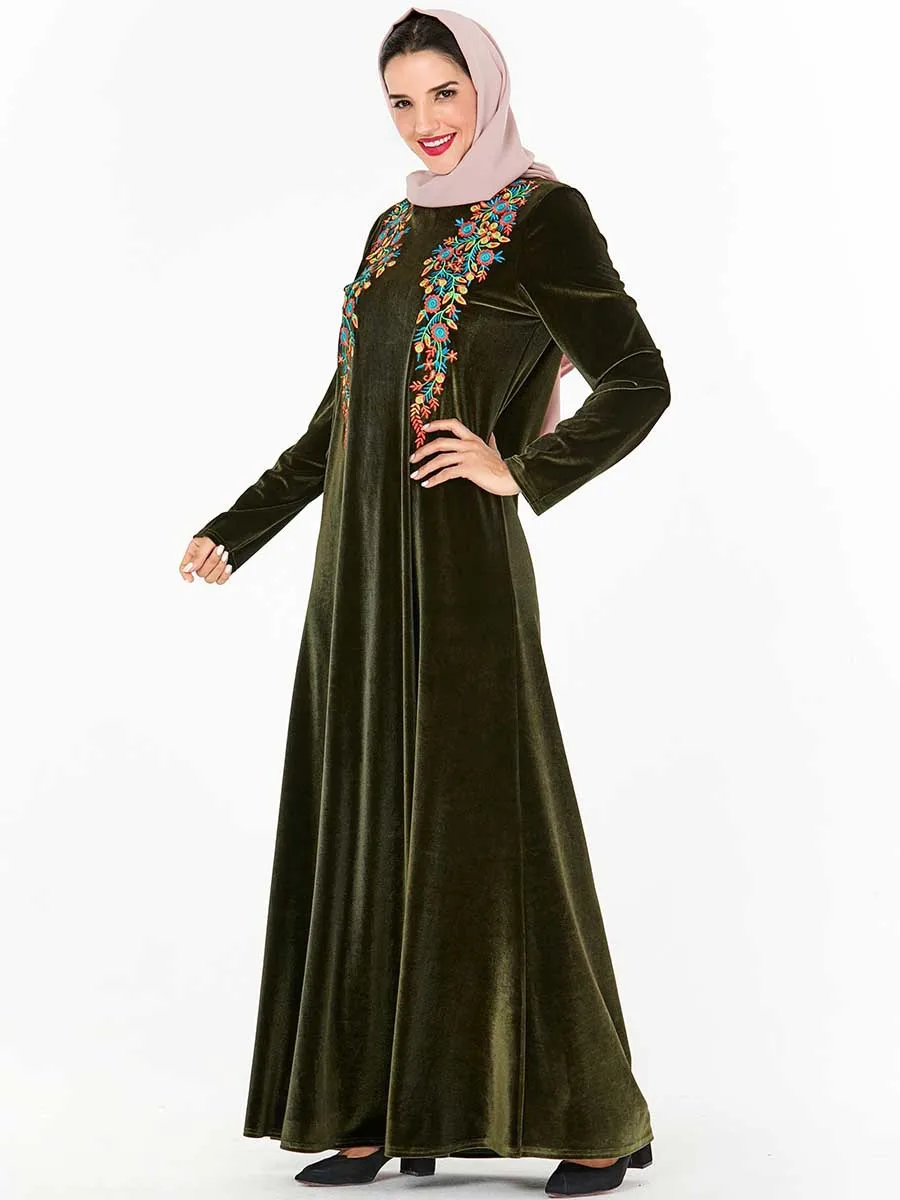 Зимняя бархатная абайя арабское мусульманское хиджаб кафтан марокканская Tesettur