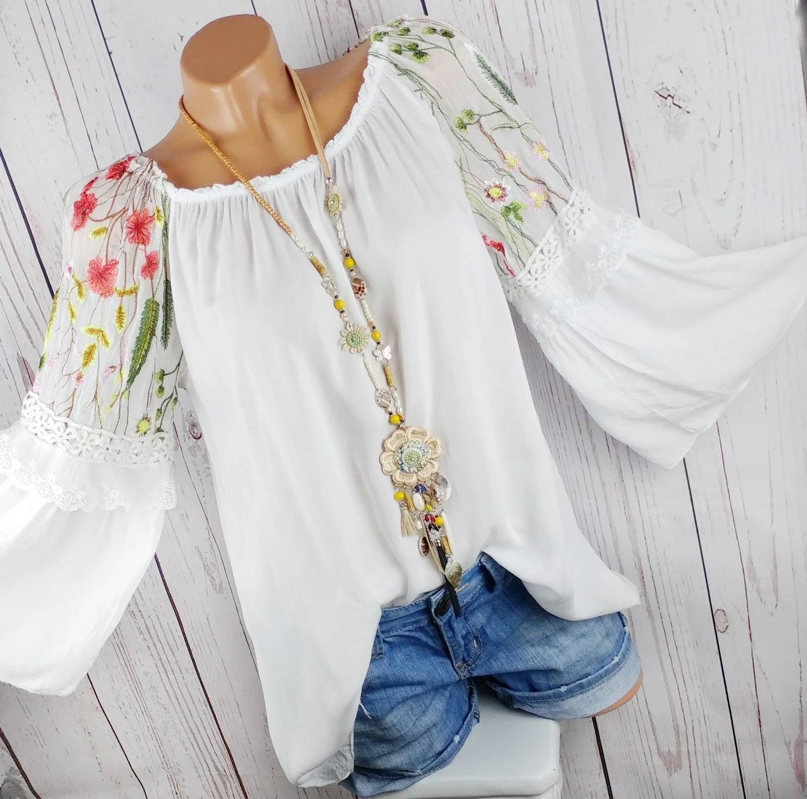 

Style Sexy Off Shoulder Floral Print New Clothing Long Sleeve Blouse Shirt Top Women's Hollow Out Classics S-5XL