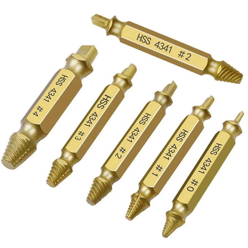 

1set Broken Screw Extractor Damaged Pipe Remover Hexagonal Shank Pre-drilled Reverse Easily Removing Broken Bolts Dropshipping