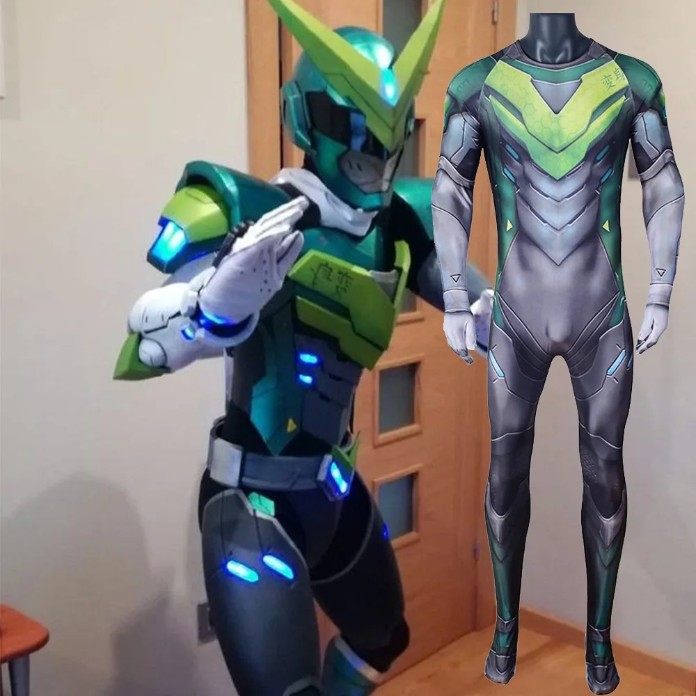 Косплей игры Shimada Гэндзи костюм супергероя Zentai боди Женский лайкра спандекс на