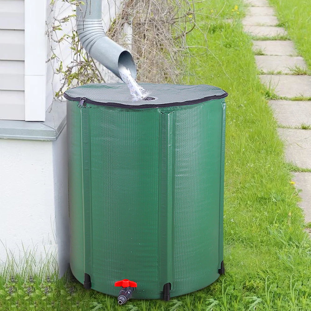 

50 /66 /100 Gallon Rain Barrel collapsible Rainwater Harvest Water Tank Garden PVC Foldable Rain Collection Tank Water Container