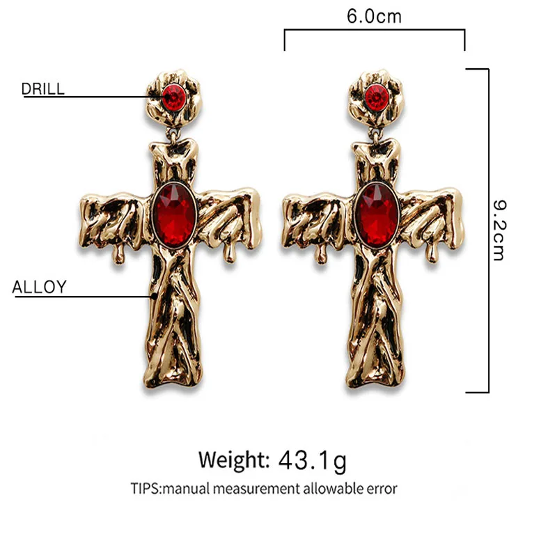 

Punk Miami Cuba New Creative Fashion Niche European and American Exaggerated Cross Earrings Evil Retro Halloween Jewelry