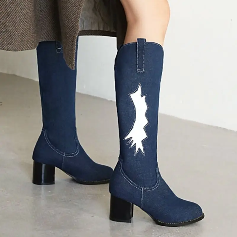 

Taoffen Size 34-43 Women Knee Boots Fashion High Heel Winter Shoes Woman Warm Long Boot Casual Daily Lady Thick Heel Footwear