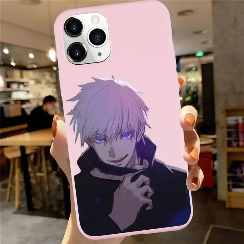 

Jujutsu Kaisen Phone Case Pink Candy Color for iPhone 6 7 8 11 12 s mini pro X XS XR MAX Plus
