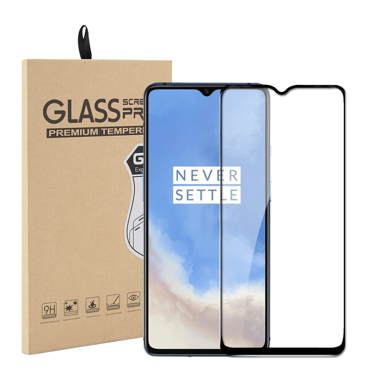 1pc Screen Protector for OnePlus 7T Tempered Glass Full Coverage Dust-proof Anti-Scratch Bubble Free LCD Screen Cover One Plus 7T - Цвет: 1pc