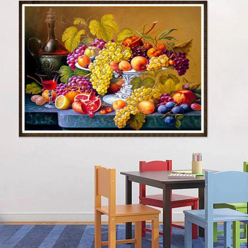 Хит продаж вышивка из страз в виде фруктов кухонный Настенный декор Кубик Рубика