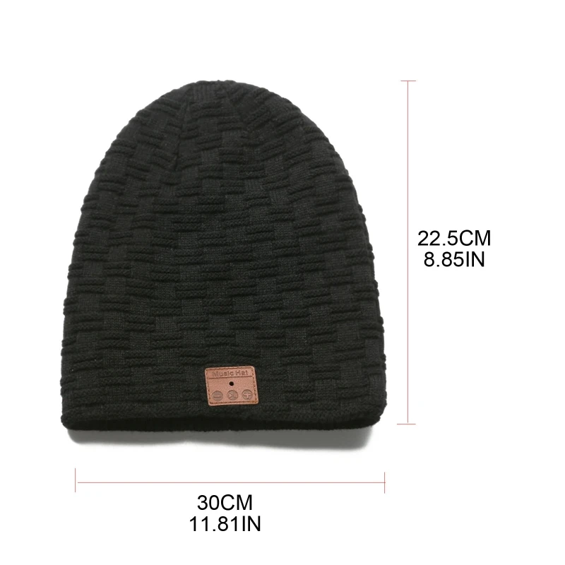 

Wireless Bluetooth V4.2 Beanie Knitted Plus Velvet Winter Warm Running Hat Headset Mic Headphone Music Headbands Sport Smart Cap