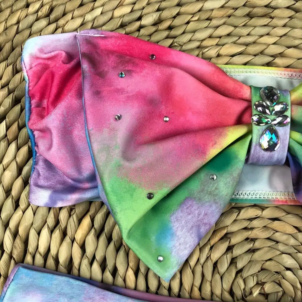 Bow Diamond Bandeau High Waist Bikini Female Swimsuit Women Swimwear Two-pieces Bikini set Bather Bathing Suit Swim Lady