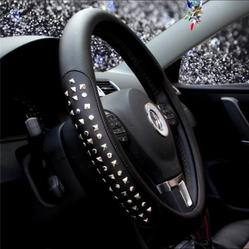 38 см супер классные кожаный чехол рулевого колеса автомобиля обувь на заклепках