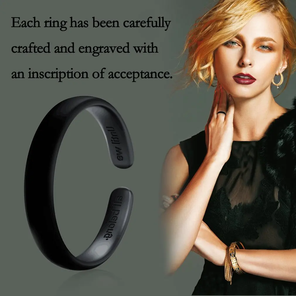 Hot Sale Fashionable Total Black Letter Ring Copper Incomplete Open Marriage Equality Theme 4 Size Fashion 2019 | Украшения и